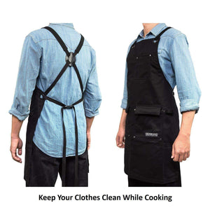 Shop here gidabrand professional grade chef kitchen apron with double towel loop 10 oz cotton for cooking bbq and grill men women design with 3 pockets quick release buckle and adjustable strap m to xxl