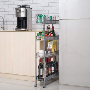 Budget dalilylime 4 tier removable storage cart gap kitchen slim slide out storage tower rack with wheels cupboard with casters silver 4 layers 420s