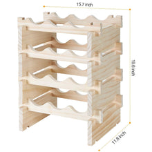 Load image into Gallery viewer, New defway wood wine rack countertop stackable storage wine holder 12 bottle display free standing natural wooden shelf for bar kitchen 4 tier natural wood