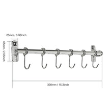 Load image into Gallery viewer, Featured baoef kitchen sliding hooks solid stainless steel hanging rack rail with 12 utensil removable s hooks for towel pot pan spoon loofah bathrobe wall mounted