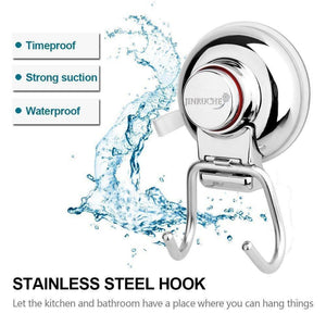 Exclusive jinruche suction cup hooks strong stainless steel hooks for kitchen bathroom towel robe shower bath coat removable hooks for flat smooth wall surface never rust stainless steel 2 pack