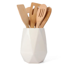 Load image into Gallery viewer, Best ceramic utensil holder kitchen utensil holder utensil crock utensil caddy container milltown merchants™ faceted white utensil holder