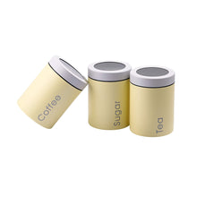 Load image into Gallery viewer, Great adzukio modern stylish canisters sets for kitchen counter 3 piece canister for tea sugar coffee food storage container multipurpose light yellow
