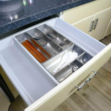 Load image into Gallery viewer, Discover drawer insert cabinet cutlery tray storage catering utensils box stainless steel kitchen 6 compartments 47 228 46 2cm