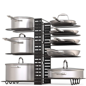 Best geekdigg pot rack organizer 3 diy methods height and position are adjustable 8 pots holder black metal kitchen cabinet pantry pot lid holder upgraded