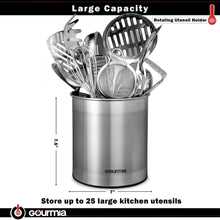 Load image into Gallery viewer, Best gourmia gch9345 rotating kitchen utensil holder spinning stainless steel organizer to store cooking and serving tools dishwasher safe non slip bottom use as caddy