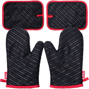 Cheap deik oven mitts and potholders 4 piece sets for kitchen counter safe mats and advanced heat resistant oven mitt non slip textured grip pot holders nano technology