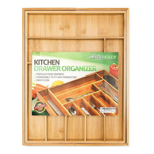 On amazon bamboo expandable drawer organizer premium cutlery and utensil tray 100 pure bamboo adjustable kitchen drawer divider 7 compartments expandable