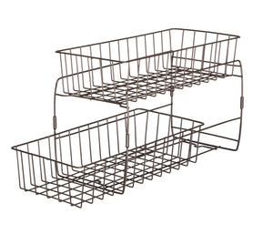 Select nice smart design 2 tier stackable pull out baskets sturdy wire frame design rust resistant vinyl coat for pantries countertops bathroom kitchen 18 x 11 75 inch bronze