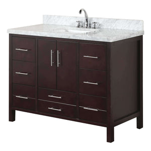 Related kitchen bath collection kbc039brcarr california bathroom vanity with marble countertop cabinet with soft close function and undermount ceramic sink carrara chocolate 48