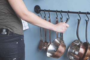 The best wallniture kitchen pot racks set of 2 wall rails 20 hooks solid iron 33 x 2 x 4 black
