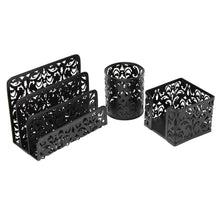 Load image into Gallery viewer, Get 3 piece mesh office organizer desk accessories set can be used on desktop table counter in kitchen at work black