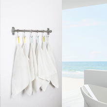 Load image into Gallery viewer, Discover the webi kitchen sliding hooks solid stainless steel hanging rack rail with 6 utensil removable s hooks for towel pot pan spoon loofah bathrobe wall mounted 2 packs