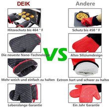 Load image into Gallery viewer, Exclusive deik oven mitts and potholders 4 piece sets for kitchen counter safe mats and advanced heat resistant oven mitt non slip textured grip pot holders nano technology