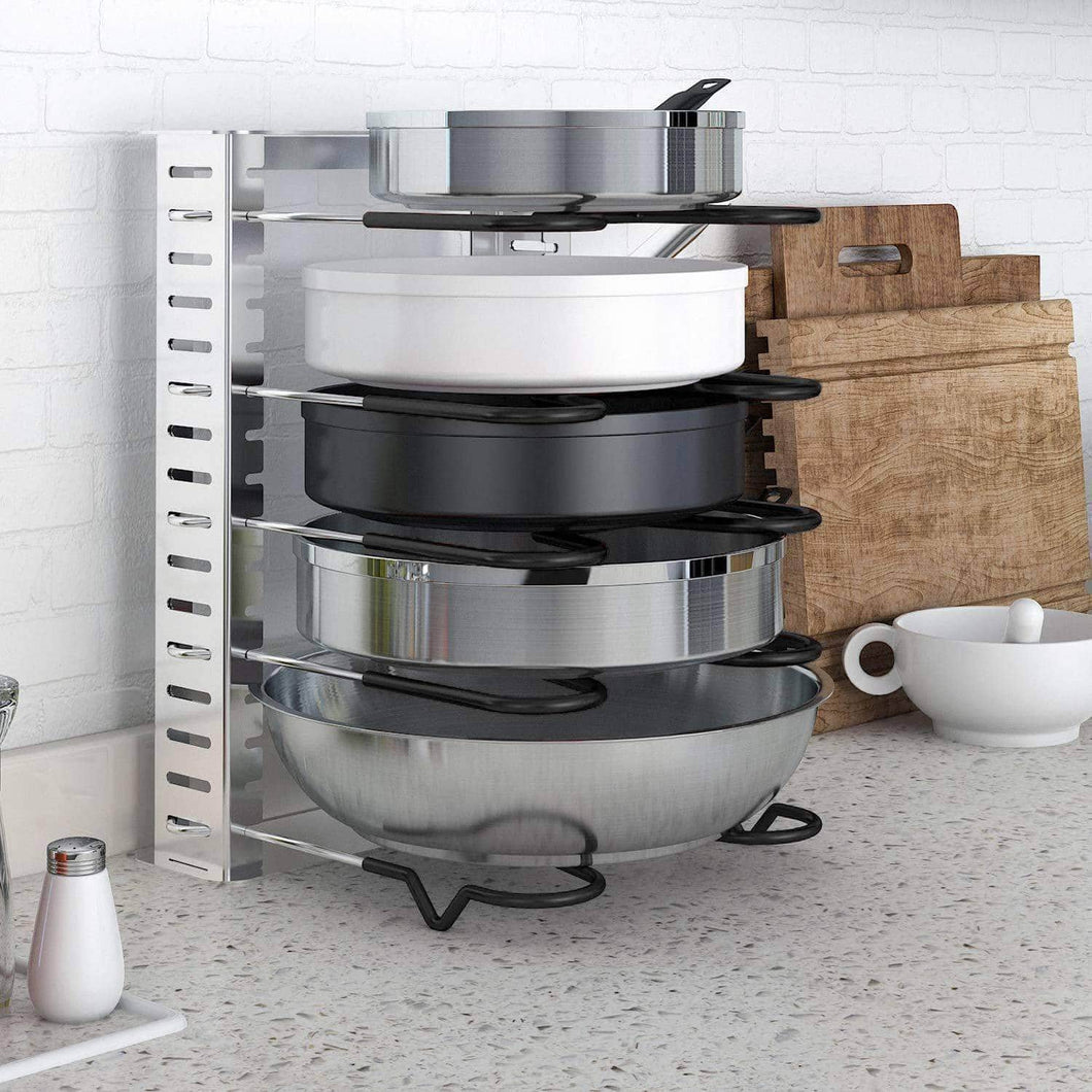 Latest lifewit expandable adjustable kitchen cabinet pantry pan and pot lid organizer rack holder 5 tier compartments cupboard bakeware lid plate holder silver and black