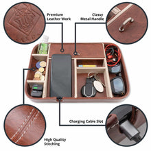 Load image into Gallery viewer, Kitchen makuzo nightstand organizer and valet tray for men and women charging station with 8 compartments and privacy lid for office kitchen dresser and bedroom