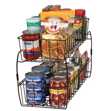 Load image into Gallery viewer, Save on smart design 2 tier stackable pull out baskets sturdy wire frame design rust resistant vinyl coat for pantries countertops bathroom kitchen 18 x 11 75 inch bronze