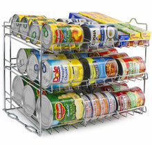 Load image into Gallery viewer, On amazon sorbus can organizer rack 3 tier stackable can tracker pantry cabinet organizer holds up to 36 cans great storage for canned foods drinks and more in kitchen cupboard pantry