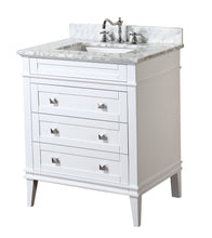 Load image into Gallery viewer, Purchase kitchen bath collection kbc l30wtcarr eleanor bathroom vanity with marble countertop cabinet with soft close function undermount ceramic sink 30 carrara white