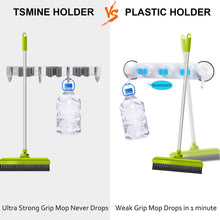 Load image into Gallery viewer, Discover tsmine broom holder organizers and storage stainless steel mop holder wall mounted garden tool heavy duty rack hooks for garage home kitchen bathroom closet and shed 3 racks 4 hooks