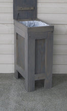 Load image into Gallery viewer, Best seller  rustic wood trash bin kitchen trash can wood trash can trash cabinet dog food storage 13 gallon recycle bin gray stain metal handle handmade in usa by chris buffalowoodshop