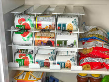 Load image into Gallery viewer, Shop fifo can tracker stores 54 cans rotates first in first out canned goods organizer for cupboard pantry and cabinet food storage organize your kitchen made in usa