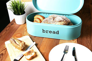 Latest large bread box for kitchen counter bread bin storage container with lid metal vintage retro design for loaves sliced bread pastries teal 17 x 9 x 6 inches