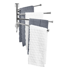 Load image into Gallery viewer, Online shopping mygift wall mounted stainless steel swivel towel bar 4 swing arm hand towel drying rack for bathroom and kitchen