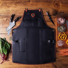 Load image into Gallery viewer, Amazon best dalstrong professional chefs kitchen apron the culinary commander top grain leather 5 storage pockets towel tong loop fully adjustable harness straps heavy duty