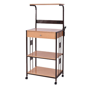 3-tier Iron Frame Rolling Kitchen Storage Cart w/ Electric Outlet